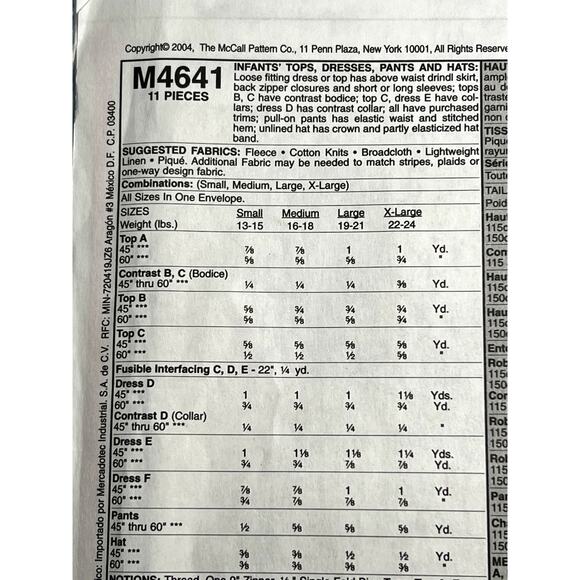 McCalls 4641 sewing pattern toddler dress beret pants size small medium - Picture 4 of 6